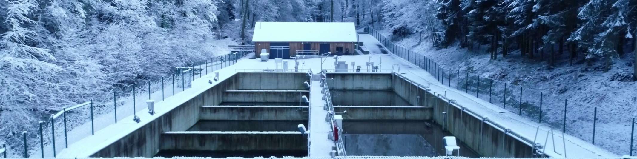 Fotobanner zur Präsentation der Kläranlage